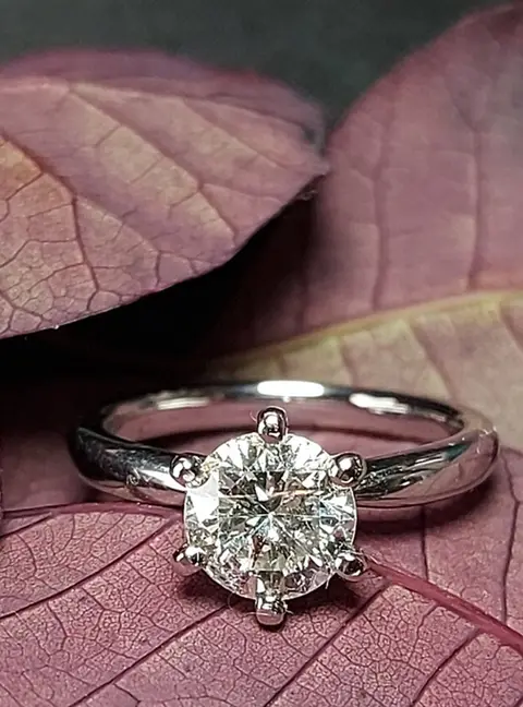 1.00 cts Round Lab Grown Diamond 14k White Gold Ring Size 7