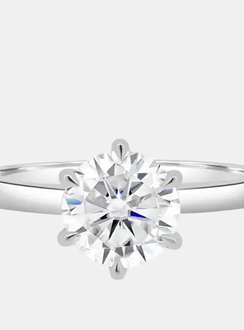 1.5 cts Round Lab Grown Diamond 14k White Gold Wedding Ring Size 52