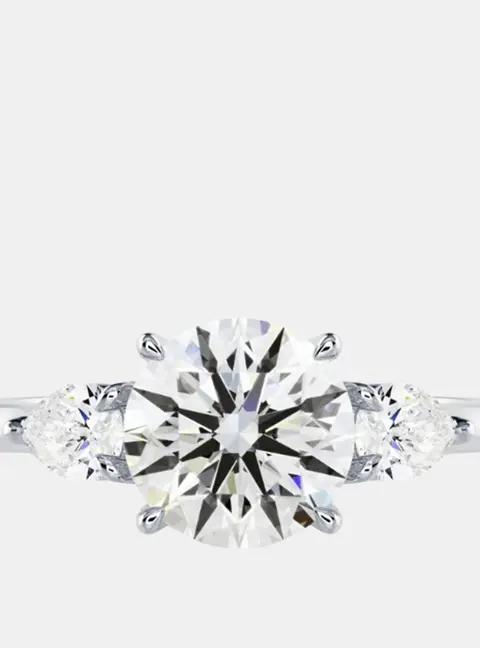 2.85 cts Round Lab Grown Diamond 14k White Gold Ring Size 6