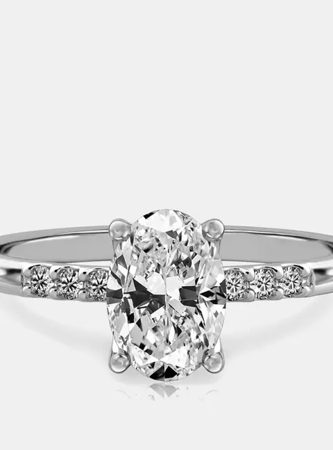 1.1 cts Oval Cut Lab Grown Diamond 14k White Gold Ring Size 8