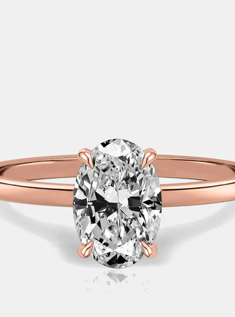 2.3 cts Oval Cut Lab Grown Diamond 14k Rose Gold Ring Size 7