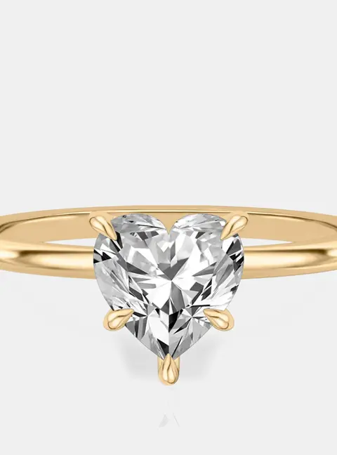 1.1 cts Heart Lab Grown Diamond 14k Yellow Gold Wedding Ring Size 52