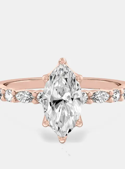 1.4 cts Marquise Lab Grown Diamond 14k Rose Gold Engagement Ring Size 52
