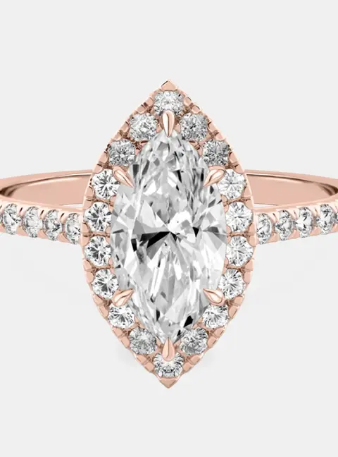 1.6 cts Marquise Lab Grown Diamond 14k Rose Gold Wedding Ring Size 52