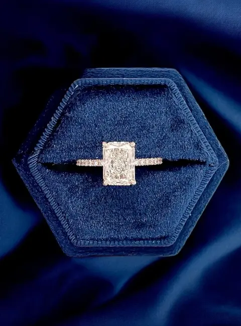 2.5 cts Radiant Lab Grown Diamond 14k Rose Gold Engagement Ring Size 52