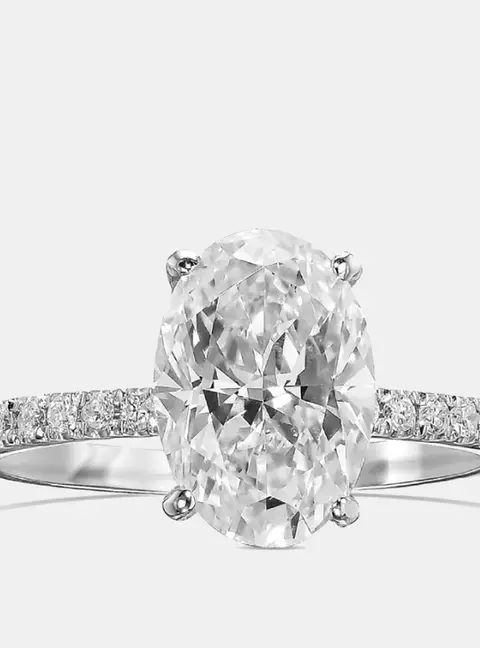 2.5 cts Oval Lab Grown Diamond 14k White Gold Wedding Ring Size 52