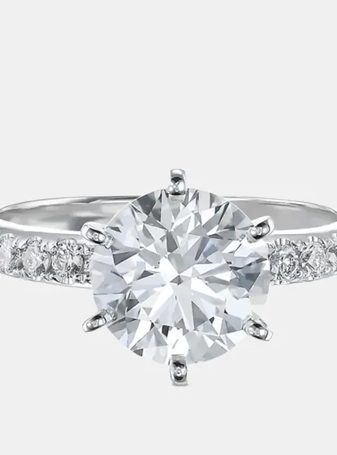 2.8 cts Round Lab Grown Diamond 14k White Gold Engagement Ring Size 52