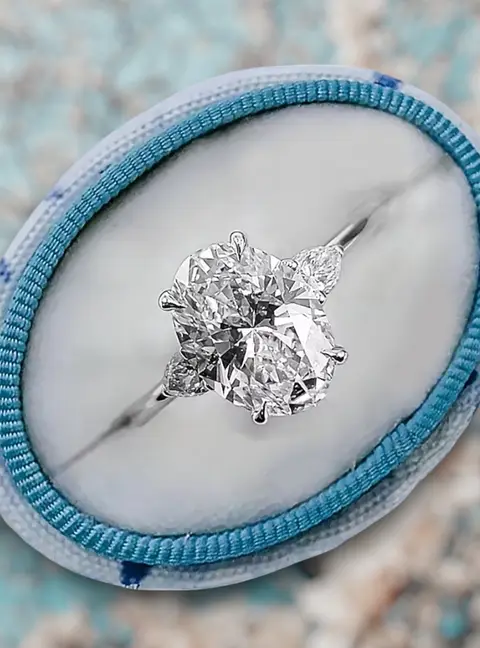 2.30 cts Oval Cut Lab Grown Diamond 14k White Gold Ring Size 52