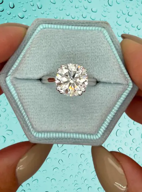 3 cts Round Lab Grown Diamond 14k White Gold Ring Size 5.5