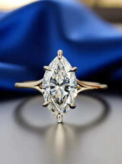 2.00 cts Marquise Lab Grown Diamond 14k yellow Gold Wedding Ring Size 52