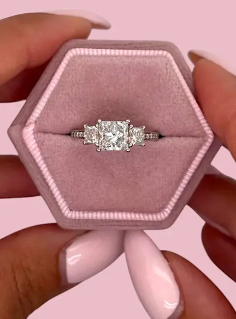 2.00 cts Princess Cut Lab Grown Diamond 14k White Gold Ring Size 6