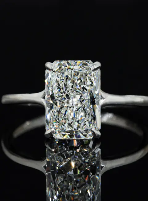 2.50 cts Radiant Lab Grown Diamond 14k White Gold Ring Size 52