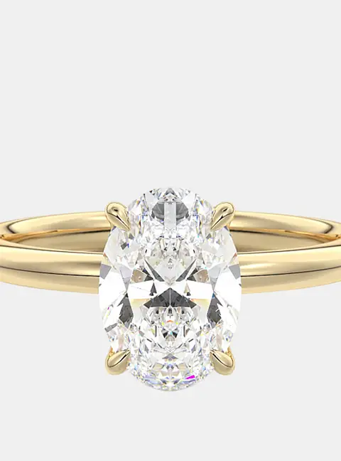 2 cts Oval Lab Grown Diamond 18k Yellow Gold Wedding Ring Size 52