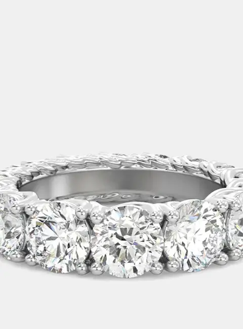 6 cts Round Lab Grown Diamond 18k White Gold Wedding Eternity Band Size 52