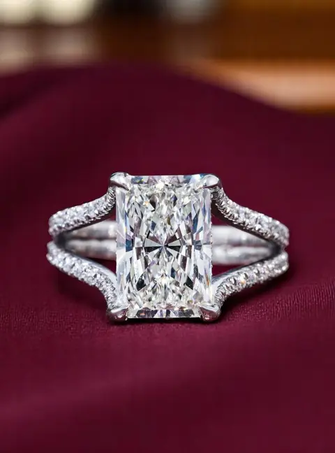 4.00 cts Radiant Lab Grown Diamond 18k White Gold Engagement Ring Size 52