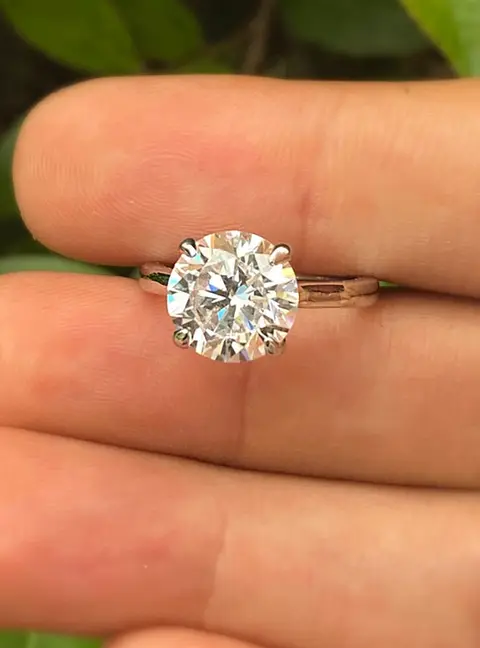 2 cts Round Lab Grown Diamond 14k White Gold Engagement Ring Size 52
