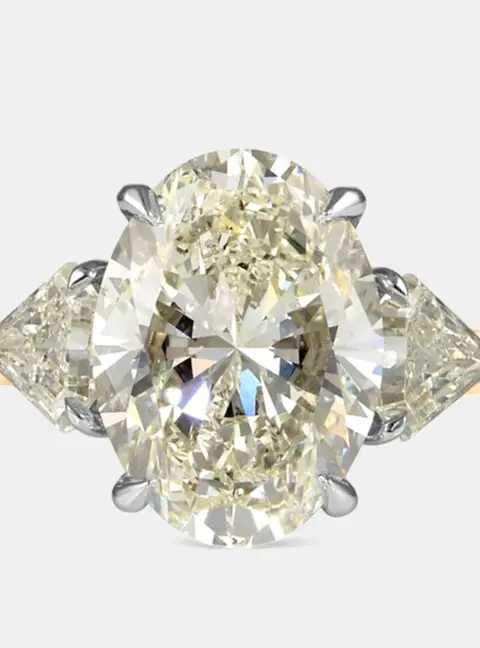 5.9 cts Oval Lab Grown Diamond 14k Multi Tone Gold Wedding Ring