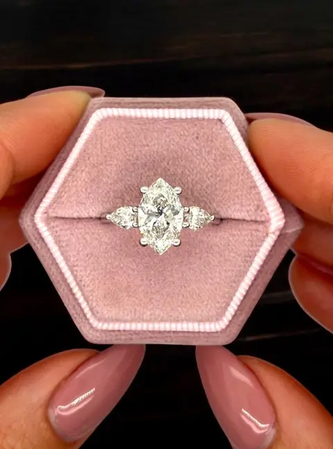 2.5 cts Marquise Cut Lab Grown Diamond 14k White Gold Ring Size 7