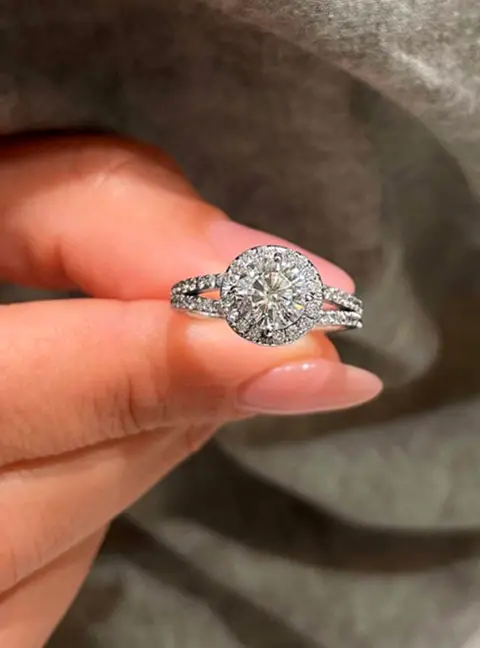 1.5 cts Round Lab Grown Diamond 14k White Gold Engagement Ring Size 52