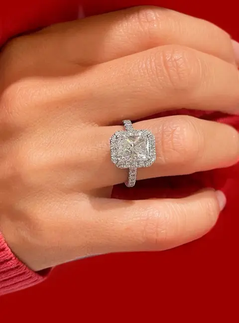 2.5 cts Radiant Lab Grown Diamond 14k White Gold Engagement Ring Size 52