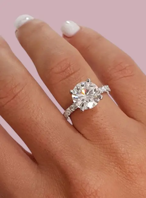 3.5 cts Round Lab Grown Diamond 14k White Gold Wedding Ring Size 52