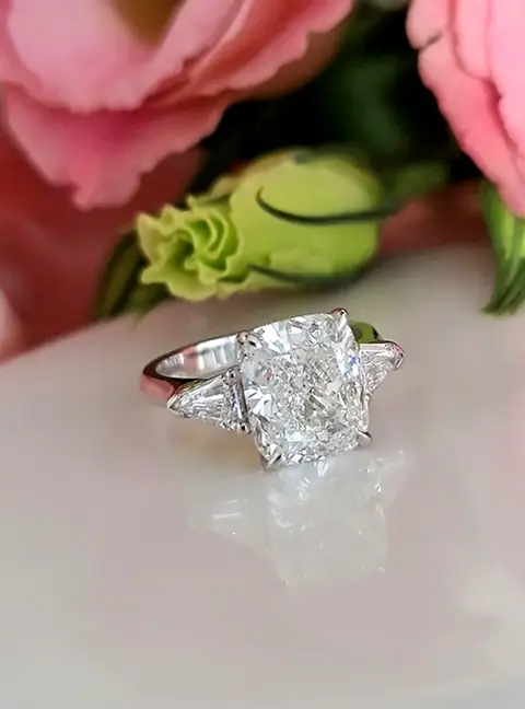 3.4 cts Radiant Lab Grown Diamond 14k White Gold Engagement Ring Size 52