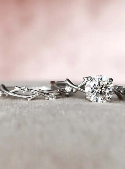 1.15 cts Round Lab Grown Diamond 14k White Gold Wedding Rings Set Size 52