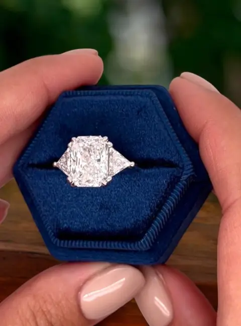 5 cts Radiant Lab Grown Diamond 18k White Gold Engagement Ring Size 52