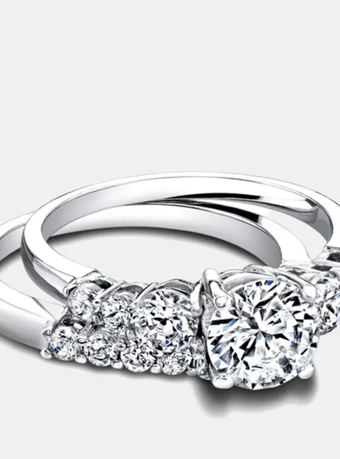 1.9 cts Round Lab Grown Diamond 18k White Gold Ring Set Size 8