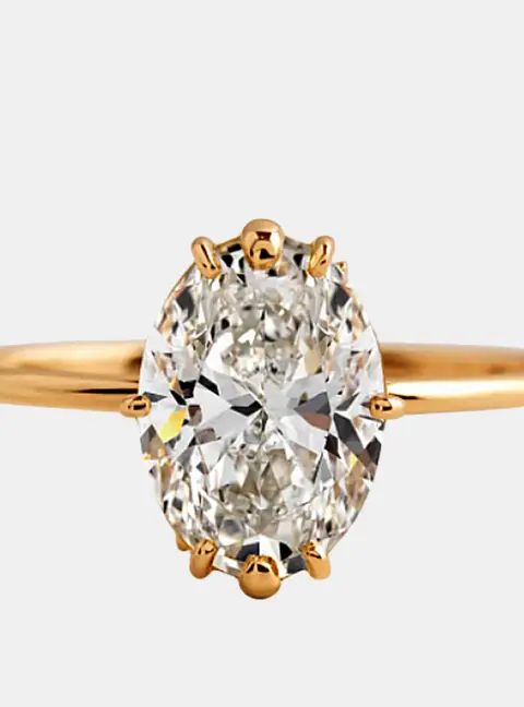 2.2 cts Oval Lab Grown Diamond 18k Yellow Gold Wedding Ring Size 52