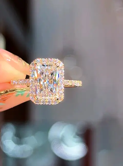 2.5 cts Radiant Lab Grown Diamond 18k Yellow Gold Wedding Ring Size 52
