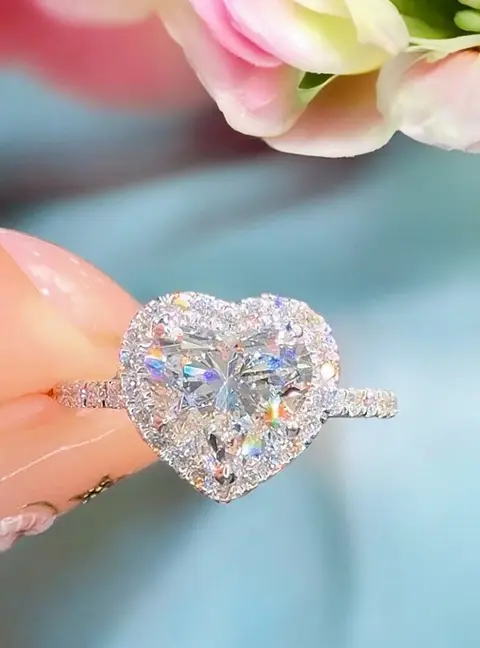 2.8 cts Heart Lab Grown Diamond 18k White Gold Ring Size 6
