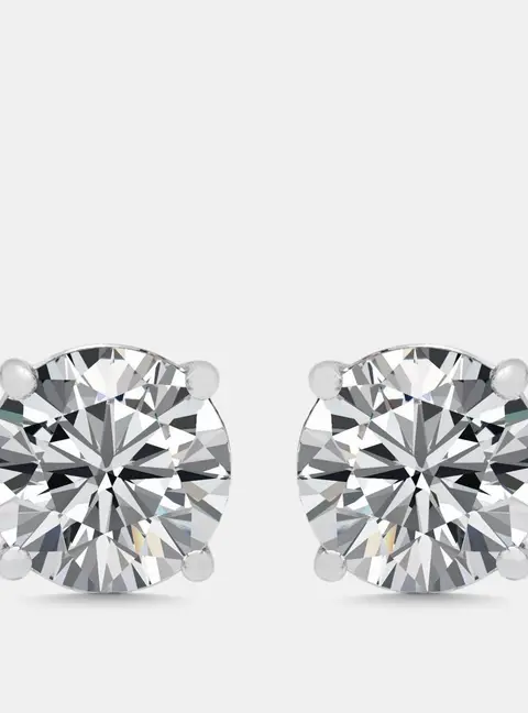 6 cts Round Lab Grown Diamonds 18k White Gold Stud Earrings