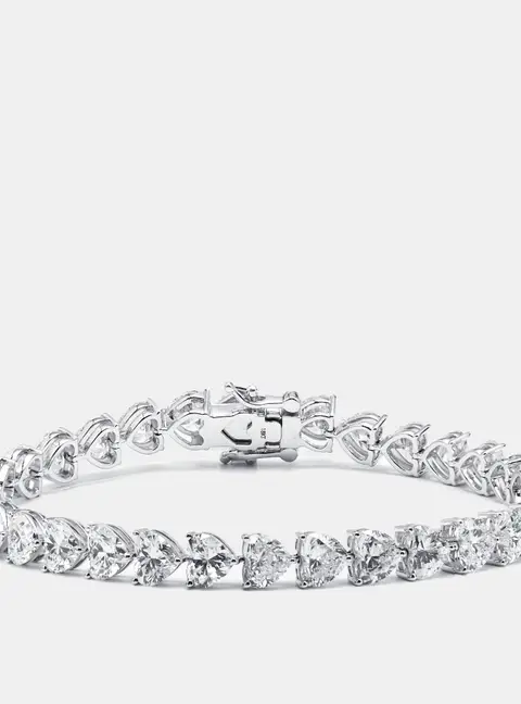 16 cts Heart Lab Grown Diamonds 18k White Gold Bracelet