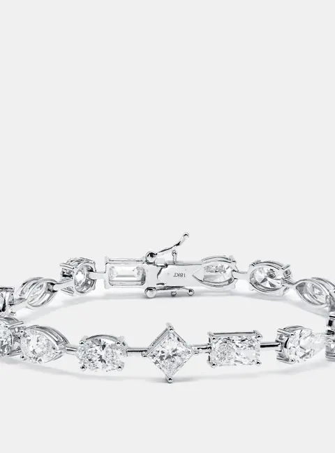 17 cts  Lab Grown Diamonds 18k White Gold Bracelet
