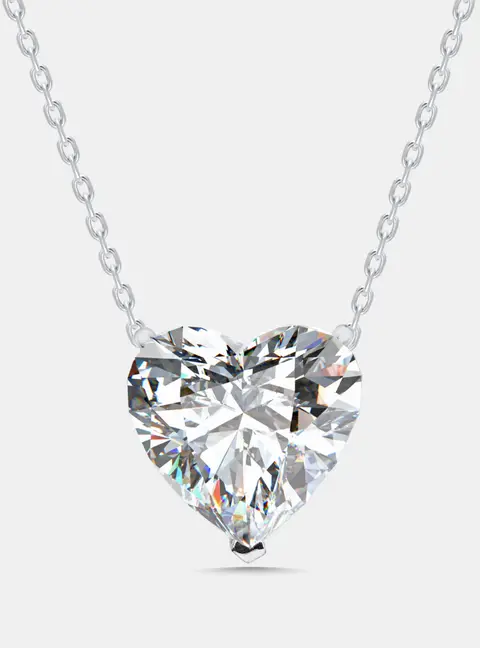 7.5 cts Heart Lab Grown Diamond 18k White Gold Pendant Necklace