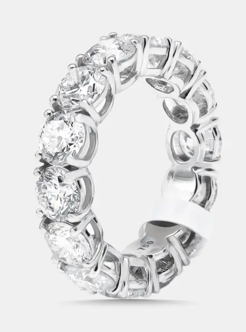 7.2 cts Round Lab Grown Diamonds 18k White Gold Ring Size 53