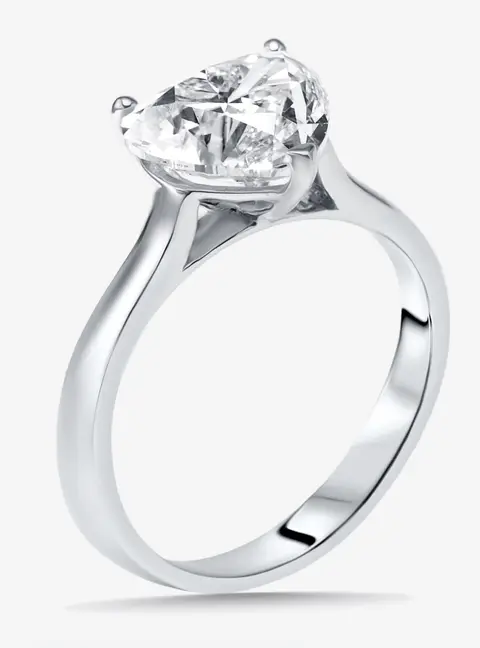 1.7 cts Heart Lab Grown Diamonds 18k White Gold Ring Size 52