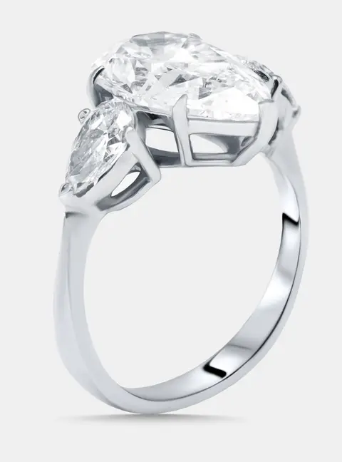8 cts Pear Lab Grown Diamonds 18k White Gold Ring Size 52