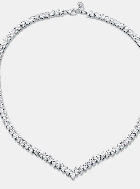 30.5 Cts Marquise 18K White Gold Lab Grown Diamonds Necklace