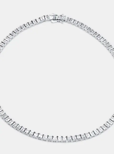 40.93 Cts Emerald 18K White Gold Lab Grown Diamonds Necklace