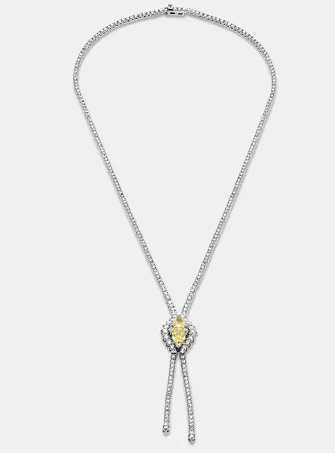 13 Cts Pear Round 18K White Gold Lab Grown Diamonds Necklace
