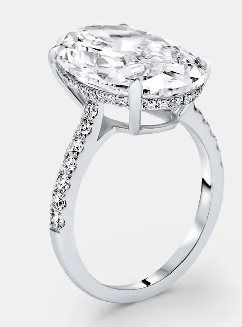 8.40 cts Oval Brilliant and Round Lab Grown Diamonds 18k White Gold Ring Size 52