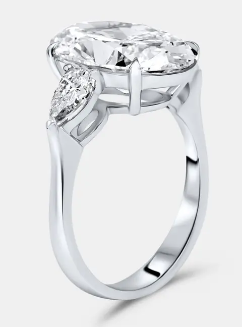 4.40 cts Oval Brilliant and Pear Lab Grown Diamonds 18k White Gold Ring Size 51