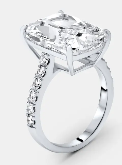 10.50 cts Radiant and Round Lab Grown Diamonds 18k White Gold Ring Size 51