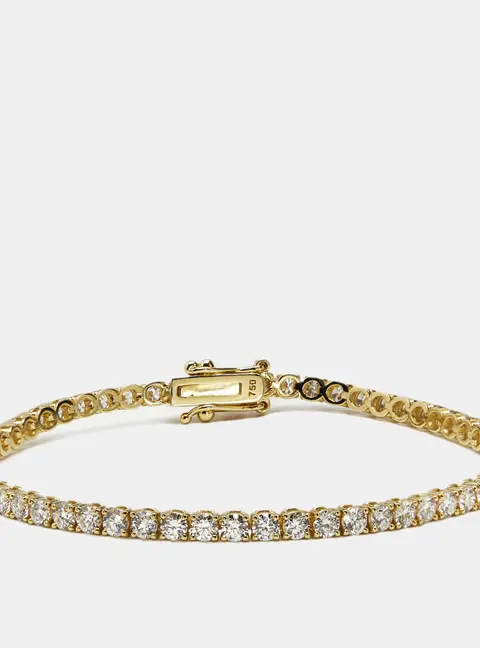3.50 cts Round Brilliant Lab Grown Diamonds 18k Yellow Gold Tennis Bracelet