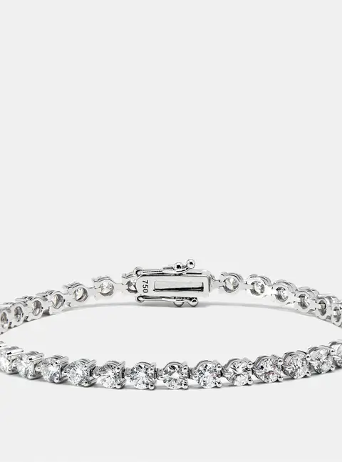 6.24 cts Round Brilliant Cut Lab Grown Diamonds 18k White Gold Tennis Bracelet