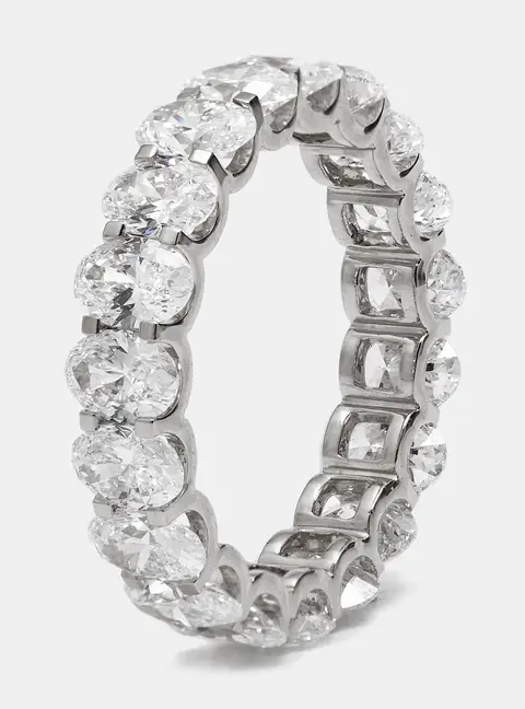 4.80 cts Oval Brilliant Lab Grown Diamond 18k White Gold Eternity Band Ring Size 53