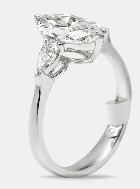 1.9 cts Marquise and Pear Lab Grown Diamonds 18k White Gold Ring Size 51