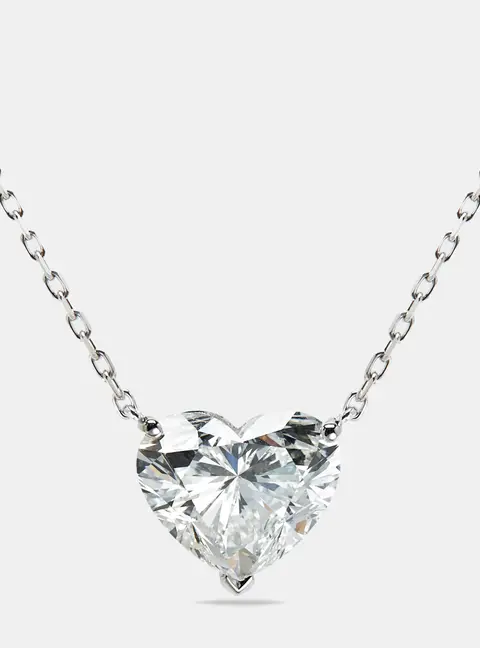 3.00 cts Heart Brilliant Lab Grown Diamond 18k White Gold Necklace
